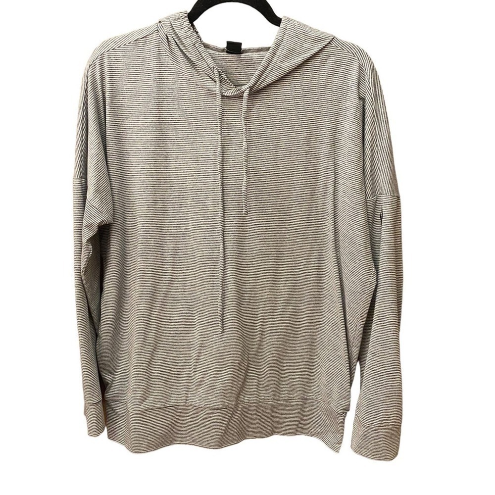 Skechers Gray Stripe Athletic Moisture wicking hoodie Large
